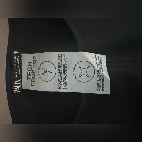 ZARA Black Tech Crop Top. Size S. Worn once. - Picture 4 of 4